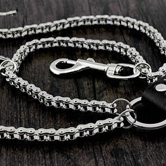 Star SILVER STAINLESS STEEL MENS Double CHAIN PANTS CHAIN WALLET CHAIN BIKER WALLET CHAIN FOR MEN - imessengerbags