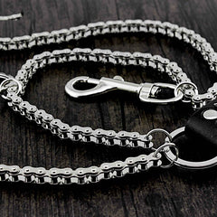 Star SILVER STAINLESS STEEL MENS Double CHAIN PANTS CHAIN WALLET CHAIN BIKER WALLET CHAIN FOR MEN