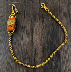Gold Mens Wallet Chain Dragon Hook Brass Biker Wallet Chain Pants Chain For Men
