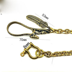 Cool Brass Dragon 40cm Rock Wallet Chain Biker Jean Wallet Chain Trucker Wallet Chain for Men - imessengerbags