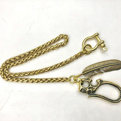 Cool SKull Brass Feather 19‘â€?Rock Wallet Chain Biker Pants Chain Jeans Chain Jean Chain for Men - imessengerbags
