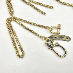 Cool SKull Brass Feather 19‘â€?Rock Wallet Chain Biker Pants Chain Jeans Chain Jean Chain for Men - imessengerbags