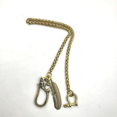 Cool SKull Brass Feather 19‘â€?Rock Wallet Chain Biker Pants Chain Jeans Chain Jean Chain for Men - imessengerbags