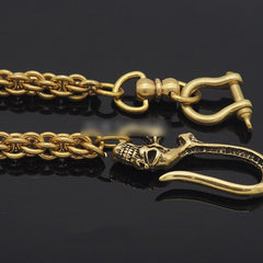 Pure Brass Skull  Rock 18'' Wallet Chain Punk Trucker Wallet Chain Jeans Chain Jean Chain for Men - imessengerbags