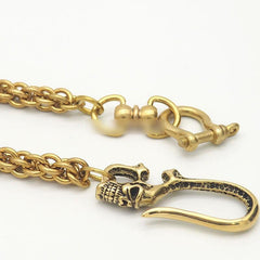 Pure Brass Skull  Rock 18'' Wallet Chain Punk Trucker Wallet Chain Jeans Chain Jean Chain for Men - imessengerbags