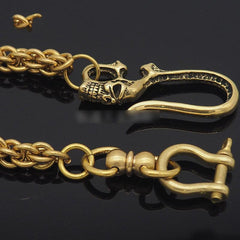 Pure Brass Skull  Rock 18'' Wallet Chain Punk Trucker Wallet Chain Jeans Chain Jean Chain for Men - imessengerbags