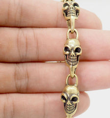 Cool Brass Handmade Skull 19'' Punk Rock Wallet Chain Biker Trucker Wallet Chain Pants Chain for Men - imessengerbags