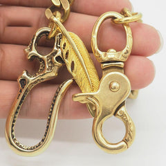 Badass Skull Gold Brass 19'' Pants Chain Wallet Chain Trucker Wallet Chain for Men - imessengerbags