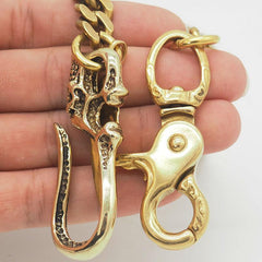 Badass Skull Gold Brass 19'' Pants Chain Wallet Chain Trucker Wallet Chain for Men - imessengerbags