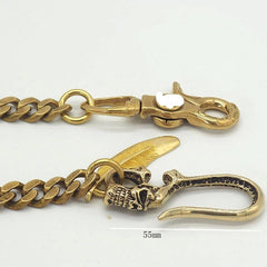 Badass Skull Gold Brass 19'' Pants Chain Wallet Chain Trucker Wallet Chain for Men - imessengerbags