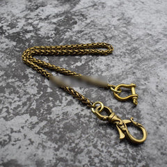 Cool Gold Brass Mens 19'' Wallet Chain Biker Trucker Wallet Chain Pants Chain for Men - imessengerbags
