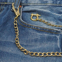 Badass Brass Wallet Chain 18'' Key Chain Gold Wallet Chain Pants Chain For Men - imessengerbags