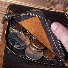 Vintage Leather Mens Small Bifold Wallet billfold Wallet Front Pocket Wallets for Men - imessengerbags