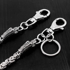 Badass Dragon Silver Long Biker Chain Wallet STAINLESS STEEL Pants Chain Wallet Chain For Men - imessengerbags