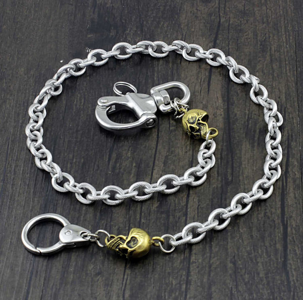 Badass Skull Stainless Steel Mens Punk Motorcycle Pants Chain Wallet Chains Long Wallet Chain For Men - imessengerbags