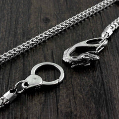 SOLID STAINLESS STEEL BIKER SILVER Dragon WALLET CHAIN LONG PANTS CHAIN Jeans Chain Jean Chain FOR MEN - imessengerbags