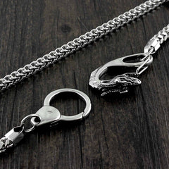 SOLID STAINLESS STEEL BIKER SILVER Dragon WALLET CHAIN LONG PANTS CHAIN Jeans Chain Jean Chain FOR MEN
