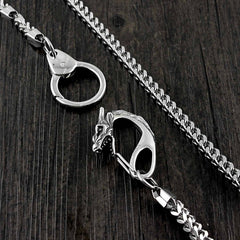 SOLID STAINLESS STEEL BIKER SILVER Dragon WALLET CHAIN LONG PANTS CHAIN Jeans Chain Jean Chain FOR MEN - imessengerbags