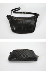 Fashion BLACK LEATHER MEN'S 12 INCHES Saddle Side Bag BLACK MESSENGER BAGs Courier BAG FOR MEN - imessengerbags
