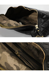 Fashion BLACK LEATHER MEN'S 12 INCHES Saddle Side Bag BLACK MESSENGER BAGs Courier BAG FOR MEN - imessengerbags