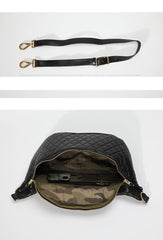 Fashion BLACK LEATHER MEN'S 12 INCHES Saddle Side Bag BLACK MESSENGER BAGs Courier BAG FOR MEN - imessengerbags