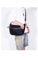 Fashion BLACK LEATHER MEN'S 12 INCHES Saddle Side Bag BLACK MESSENGER BAGs Courier BAG FOR MEN - imessengerbags
