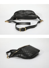 Fashion BLACK LEATHER MEN'S 12 INCHES Saddle Side Bag BLACK MESSENGER BAGs Courier BAG FOR MEN - imessengerbags