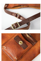 Vintage Tan Handmade LEATHER MEN'S Side BAG Courier Bag MESSENGER BAG Black Leather Postman BAG FOR MEN - imessengerbags