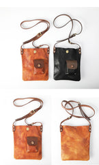 Vintage Tan Handmade LEATHER MEN'S Side BAG Courier Bag MESSENGER BAG Black Leather Postman BAG FOR MEN - imessengerbags