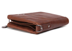 RFID Cool Brown Leather Men's Bifold Small Wallet Zipper billfold Wallet For Men - imessengerbags