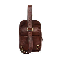 Casual Brown Leather Mens Sling Pack Sling Bags Chest Bags Brown One Shoulder Backpack for Men - imessengerbags