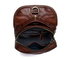 Casual Brown Leather Mens Sling Pack Sling Bags Chest Bags Brown One Shoulder Backpack for Men - imessengerbags