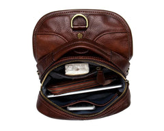 Casual Brown Leather Mens Sling Pack Sling Bags Chest Bags Brown One Shoulder Backpack for Men - imessengerbags