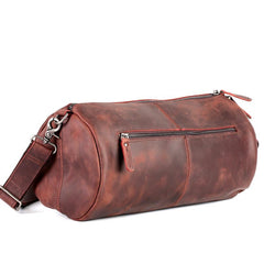 Red Brown Leather Mens Casual Barrel Postman Bag Side Bag Bucket Messenger Bag For Men - imessengerbags