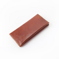 Handmade Brown Leather Mens Long Wallet Bifold Long Wallet CellPhone Wallet For Men