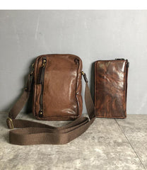 Cool BROWN LEATHER MEN'S Vertical Small Side Bags MESSENGER BAG BLACK Black Courier Bags FOR MEN - imessengerbags