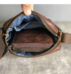 Cool BROWN LEATHER MEN'S Vertical Small Side Bags MESSENGER BAG BLACK Black Courier Bags FOR MEN - imessengerbags
