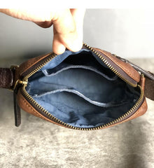 Cool BROWN LEATHER MEN'S Vertical Small Side Bags MESSENGER BAG BLACK Black Courier Bags FOR MEN - imessengerbags