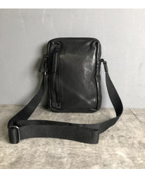 Cool BROWN LEATHER MEN'S Vertical Small Side Bags MESSENGER BAG BLACK Black Courier Bags FOR MEN - imessengerbags