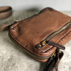 Cool BROWN LEATHER MEN'S Vertical Small Side Bags MESSENGER BAG BLACK Black Courier Bags FOR MEN - imessengerbags