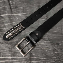 Cool Black Leather Metal Rock Belt Brown Motorcycle Punk Rivet Belt Leather Belt For Men