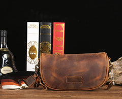 Brown LEATHER MEN'S Small Side bag Brown Saddle Bag MESSENGER BAG Brown Courier Bag FOR MEN