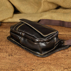 Brown Leather Fanny Pack Men's Black Chest Bag Hip Bag Vintage Waist Bag For Men