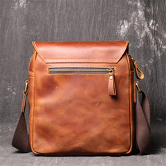 Best Brown Leather Men's Vertical Side Bag Brown Courier Bag Vertical Messenger Bag For Men