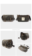Fashion Black Canvas Leather Mens Casual Side Bag Gray Messenger Bags Casual Courier Bags for Men - imessengerbags