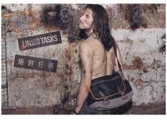 Fashion Black Canvas Leather Mens Casual Side Bag Gray Messenger Bags Casual Courier Bags for Men