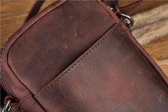 Leather Men's Brown Small Shoulder Bag Mini Side Bag Phone Messenger Bag For Men - imessengerbags