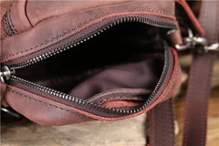 Leather Men's Brown Small Shoulder Bag Mini Side Bag Phone Messenger Bag For Men - imessengerbags