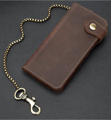 Cool Mens Leather Biker Chain Wallet Chain Wallet Long Biker Wallet for Men - imessengerbags