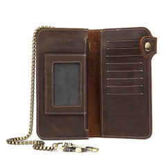 Cool Mens Leather Biker Chain Wallet Chain Wallet Long Biker Wallet for Men - imessengerbags